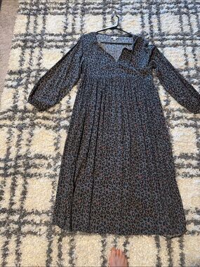 Unknown Brand Black and Rust Animal Print Maxi Dress